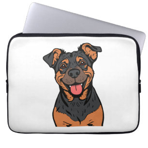 Gelukkige Rottweiler Cartoon – Schattige en Vriend Laptop Sleeve