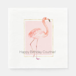Gelukkige Roze Flamingo Verjaardag Servet