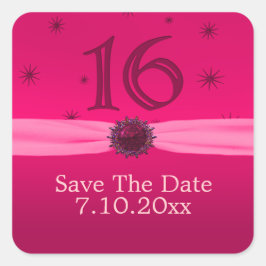 Gelukkige Roze Verjaardag 16 Leuk Vierkante Sticker
