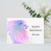 Gelukkige Safari Chique Leeuw Verjaardag Kaart (Staand voorkant)