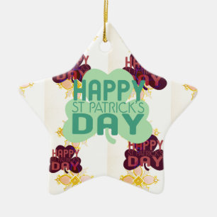 Gelukkige Saint Patrick's Day Mooie Art Print Keramisch Ornament