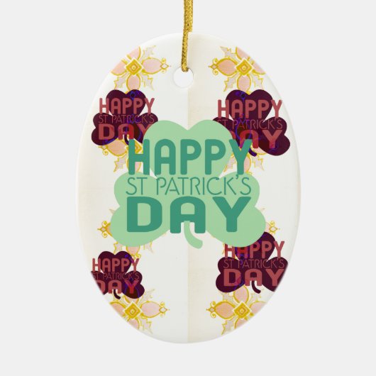 Gelukkige Saint Patrick's Day Mooie Art Print Keramisch Ornament (Voorkant)