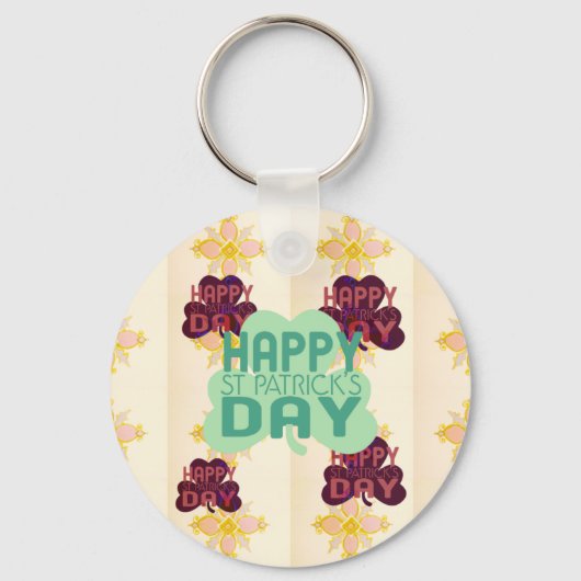Gelukkige Saint Patrick's Day Mooie Art Print Sleutelhanger (Voorkant)