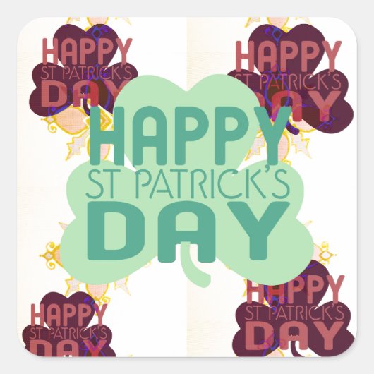 Gelukkige Saint Patrick's Day Mooie Art Print Vierkante Sticker (Voorkant)