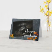 Gelukkige Samhain/Volle maan, Knuppels, Pompoenen, Kaart (Gele Bloem)