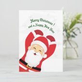 Gelukkige Santa Cartoon Schattigee Kerstmis Kaart (Staand voorkant)