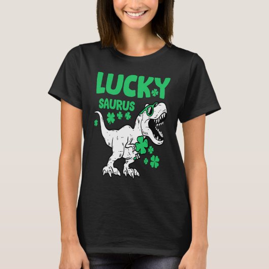 Gelukkige Saurus Dinosaur Rex St Patricks Dag Ierl T-shirt (Voorkant)