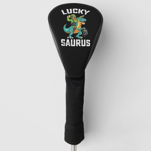 Gelukkige Saurus Dinosaur T Rex St. Patrick's Dag Golfheadcover (Voorkant)