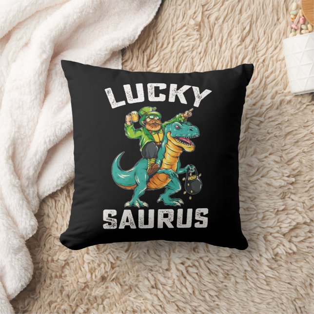 Gelukkige Saurus Dinosaur T Rex St Patrick's Dag Kussen (Deken)