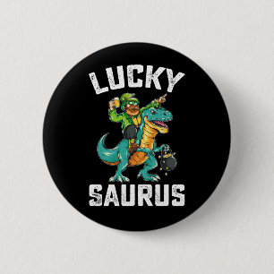 Gelukkige Saurus Dinosaur T Rex St Patrick's Dag Ronde Button 5,7 Cm