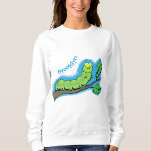 Gelukkige schattige groene rups cartoon illustrati trui