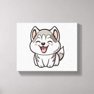 Gelukkige schattige Siberische husky hond Canvas Afdruk