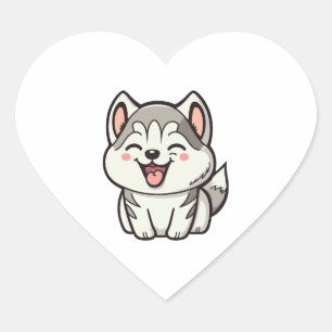 Gelukkige schattige Siberische husky hond Hart Sticker