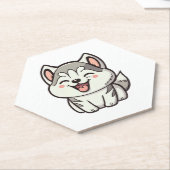 Gelukkige schattige Siberische husky hond Kartonnen Onderzetters (Schuin)