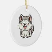 Gelukkige schattige Siberische husky hond Keramisch Ornament (Rechts)