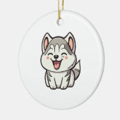 Gelukkige schattige Siberische husky hond Keramisch Ornament (Links)