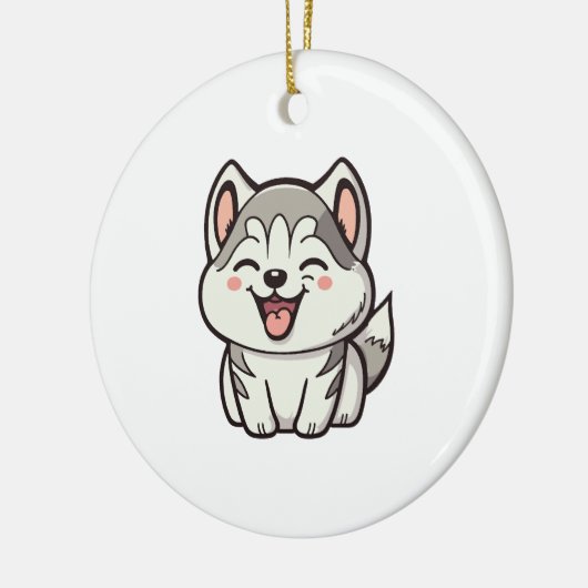 Gelukkige schattige Siberische husky hond Keramisch Ornament (Links)
