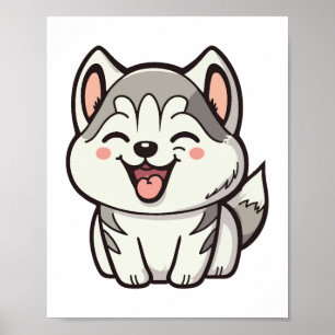 Gelukkige schattige Siberische husky hond Poster
