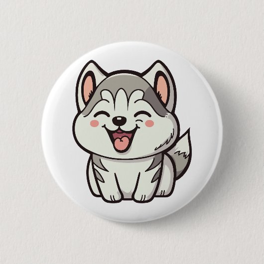 Gelukkige schattige Siberische husky hond Ronde Button 5,7 Cm (Voorkant)