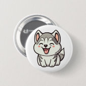 Gelukkige schattige Siberische husky hond Ronde Button 5,7 Cm (Voorkant /achterkant)
