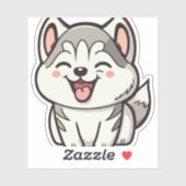 Gelukkige schattige Siberische husky hond Sticker (Vel)