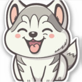 Gelukkige schattige Siberische husky hond Sticker (Voorkant)