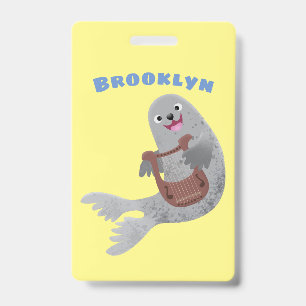 Gelukkige schattige zadelrob cartoon illustratie badge