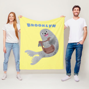 Gelukkige schattige zadelrob cartoon illustratie fleece deken
