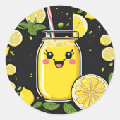 Gelukkige Schattigee limonade Ronde Sticker (Voorkant)