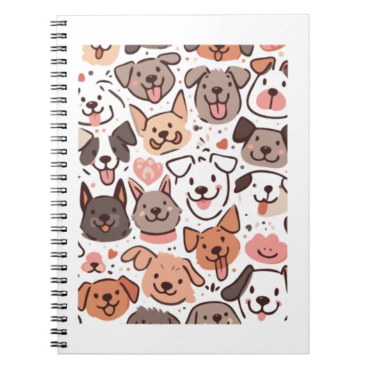 Gelukkige Schattigee Puppies Pattern 1 Notitieboek (Voorkant)
