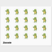 Gelukkige schildpad ronde sticker (Vel)
