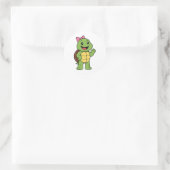 Gelukkige schildpad ronde sticker (Tas)