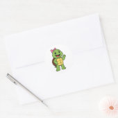 Gelukkige schildpad ronde sticker (Envelop)