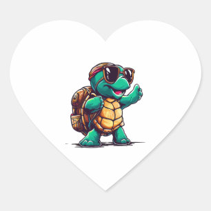 Gelukkige schildpad terug naar school tijd hart sticker
