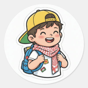 Gelukkige schooljongen sticker