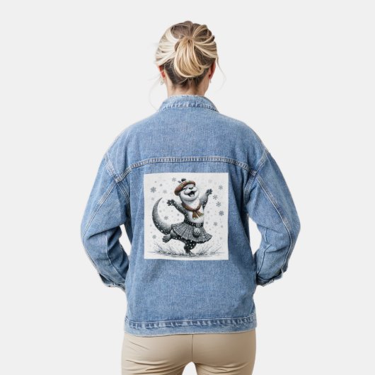 Gelukkige Schotse kerst otter kerst Denim Jacket (Model)