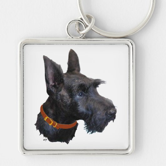 Gelukkige Schotse Terrier Sleutelhanger (Voorkant)