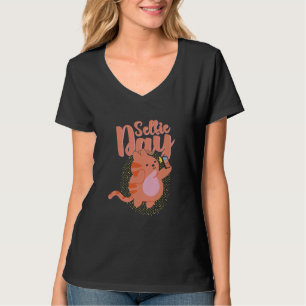 Gelukkige selfie dag schattige kat nemen selfie se t-shirt