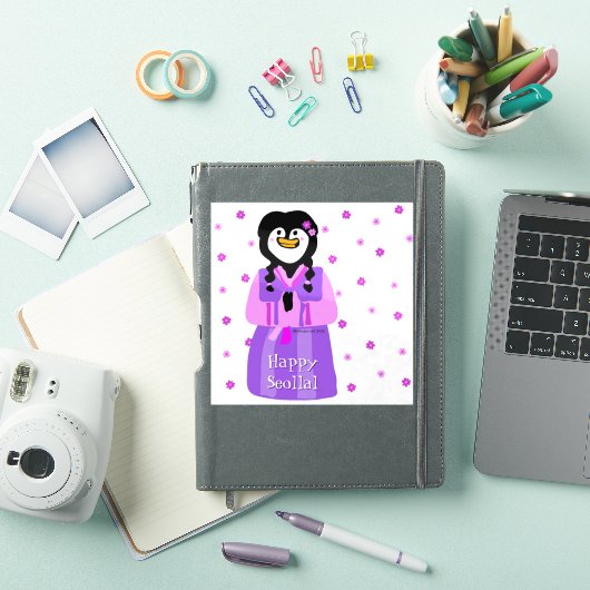 Gelukkige Seollal Pinguïn Sticker (iPad Cover)