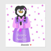 Gelukkige Seollal Pinguïn Sticker (Vel)