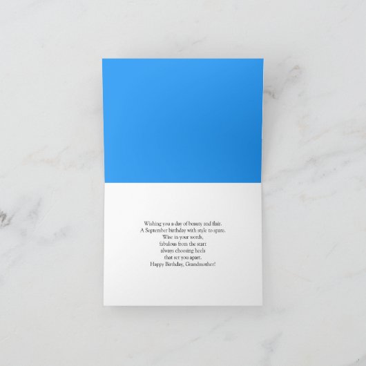 Gelukkige September Verjaardag Grootmoeder Blauwe  Kaart (Binnen)
