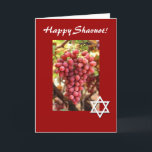 Gelukkige shavuot-Rode Druiven/Jodenster Feestdagen Kaart<br><div class="desc">Deze mooie rode kaart kenmerkt mooie rode druiven,  en een Jodenster die de Joodse vakantie van Shavuot vieren!  Binnen blik ben gepersonaliseerd om te zeggen wat u wenst. Het afbeelding is openbaar domein met toestemming van http://www.public-domain-image.com/</div>