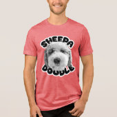 gelukkige sheepadodle-tekst Tri-Blend shirt (Voorkant)