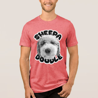 gelukkige sheepadodle-tekst Tri-Blend shirt