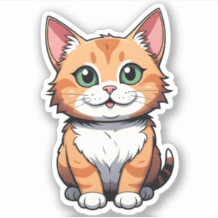Gelukkige Sinaasappel Tabby Kat Sticker
