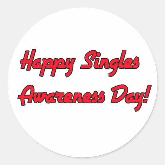 Gelukkige Singles Bewustzijnsdag Tekst Ontwerp Ronde Sticker (Voorkant)