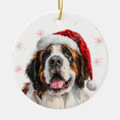 Gelukkige Sint Bernard Honden Kerstmis Persoonlijk Keramisch Ornament (Voorkant)