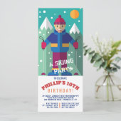 Gelukkige Skier Uitnodiging (Staand voorkant)