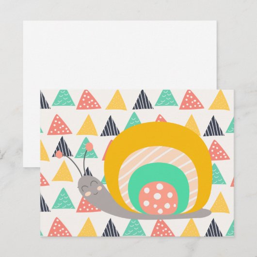 Gelukkige slak op driehoeken briefkaart (Voorkant / Achterkant)