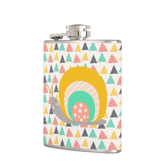 Gelukkige slak op driehoeken heupfles (Links)